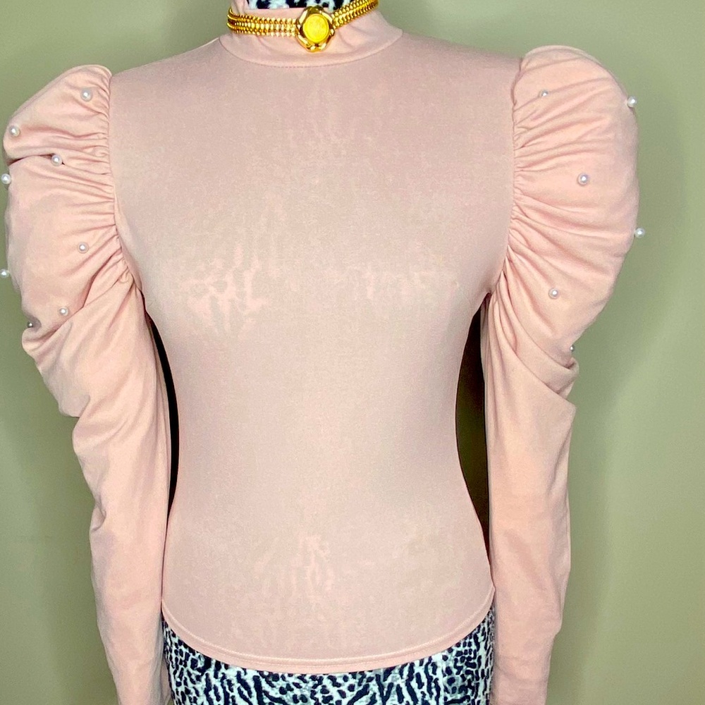 SHEIN Pink Ruched Long Sleeve Blouse